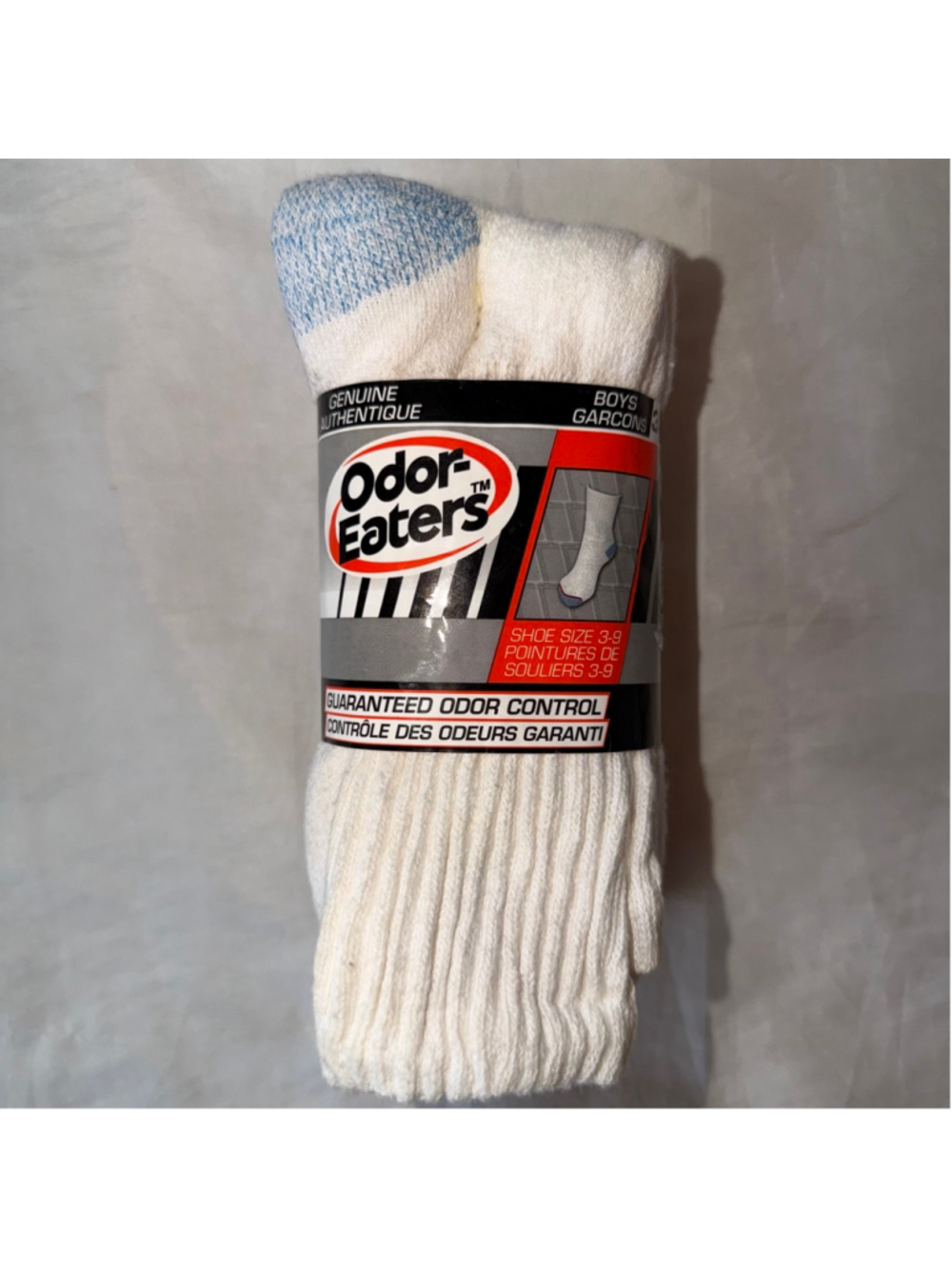 NOS Vintage Boys Shoe Size 3-9 Odor Eaters White Crew Socks Pk/3Pair Made In USA